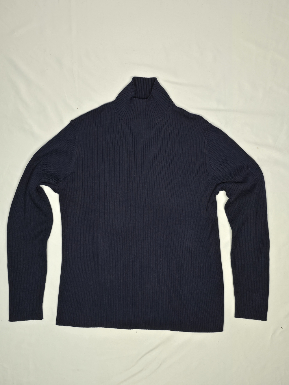 NORDSTROM Ribbed Turtleneck Cotton Knit Sweater Navy Blue XL